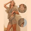 Allegra K Women's Beach Knitted Crochet Short Sleeve Hollow Out Shirt with Shorts Cover Ups 2 Pieces Set - 2 of 4