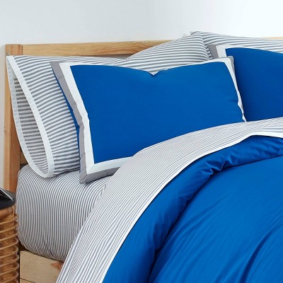 Blue Cotton Down Alternative Reversible Comforter Set, Full