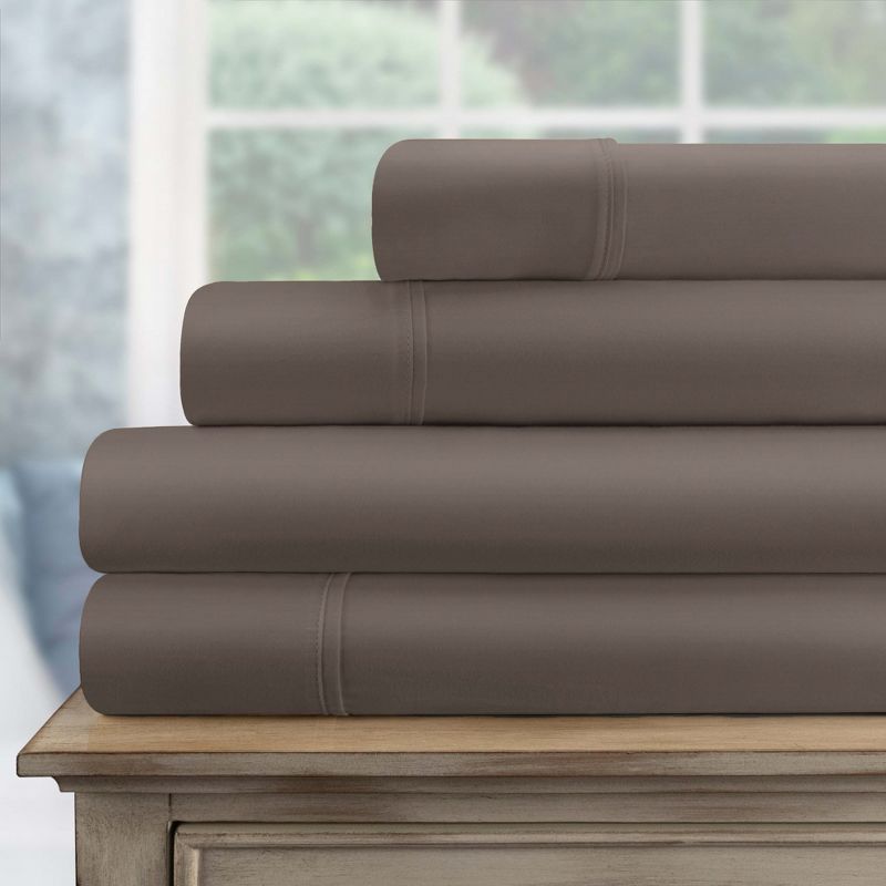 Luxury 700 Thread Count Premium Cotton Sheet Set, Modern Solid Deep Pocket, Includes: One Flat, One Fitted, and Two Pillowcases by Blue Nile Mills, 1 of 7