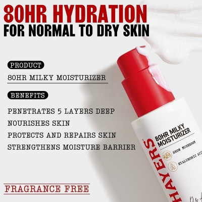 Thayers Remedies 80 Hour Hydrating Milky Liquid Moisturizer with Hyaluronic Acid - 2.5 fl oz: For Face, Normal to Very Dry Skin, Paraben-Free, Vegan