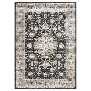 Washable Indoor Vintage Floral Print Living Room Bedroom Area Rugs, Low Pile Non Slip Floor Carpet for Dining Room Home - 1 of 4