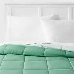 Twin/Twin Extra Long Reversible Microfiber Solid Comforter Light Green/Mint - Room Essentials™