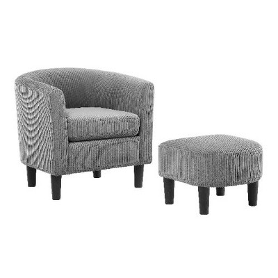 CAVINAS Modern Upholstered Accent Chair with Ottoman, Corduroy Single Sofa Chair, Comfy Armchair for Living Room, Bedroom & Office