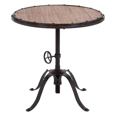 Rustic Wood Plank Texture Round Table Brown - Olivia & May