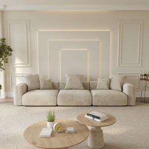 Modular Sectional Sofa Couch,Corduroy Couches with 6 Pillows for Living Room,Cushion Covers Removable& Washable - 1 of 4