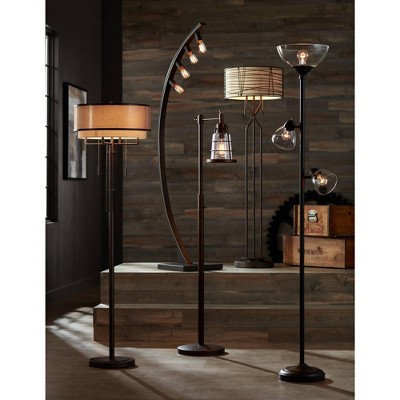 Adjustable Bronze Torchiere Floor Lamp with Multi-Head Design