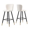 30" Fabric Armless Barstool with Curved Backrest and Metal Legs for Kitchen Island, Home Bar, or Dining Area - 4 of 4