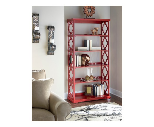 Anthony 72" 5 Shelf Painted Bookcase Red - Powell Company