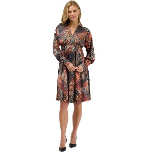 knee length flare dress 24seven Comfort Elevate Womens Long Sleeve V Neck Empire Waist : Target Ecom Style:04189907