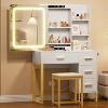 Acekool  Sliding Mirror Vanity Desk with Tri-Mode Mirror, Charging Station, Drawers & Stool for Bedroom - 3 of 4