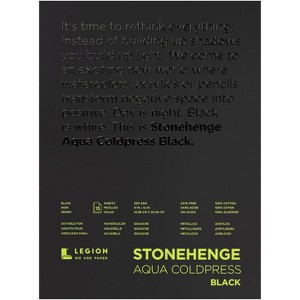 Stonehenge Aqua Block Coldpress Pad 9"X12" 15 Sheets/Pkg-Black 140lb - 1 of 4