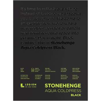 Stonehenge Aqua Block Coldpress Pad 9"X12" 15 Sheets/Pkg-Black 140lb