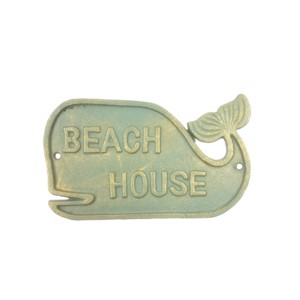Beachcombers Iron Beach House Whale Sign Metal Home Decor 7.68 x 4.13 x 0.2 Inches. - 1 of 2
