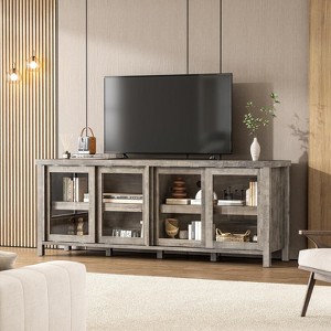 Sliding Glass TV Cabinet - Durable Construction, Smooth Sliding Doors, Modern Design, Easy Assembly, Spacious Storage Media Console Cabinet - 1 of 4