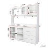 LunaLulinlk 63" W Large Kitchen Hutch Cabinet, Freestanding Pantry Cabinets Storage Kitchen Cupboard with 4 Drawers & Microwave Shelf, White - 4 of 4