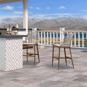 PURPLE LEAF 2 Pieces Bar Stools Patio Modern Rattan Barstools Aluminum Woven Tall Bar Chairs with Cushions for Outdoor Kitchen Island Garden - 1 of 1