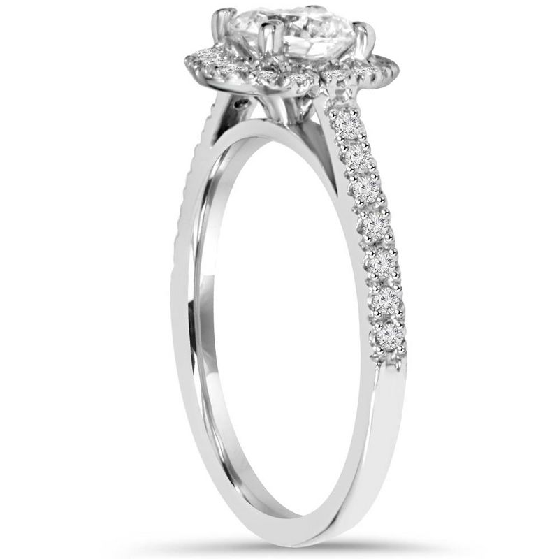 Pompeii3 1CT Halo Round Diamond Engagement Ring 14K White Gold, 3 of 6