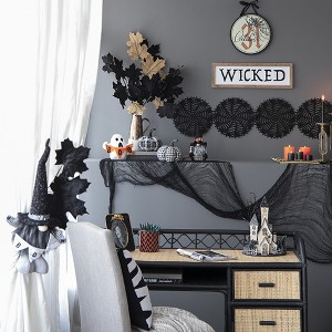 Whisen Fabric Plaid Pumpkin, Holiday Halloween Decoration - Black & White - 1 of 4