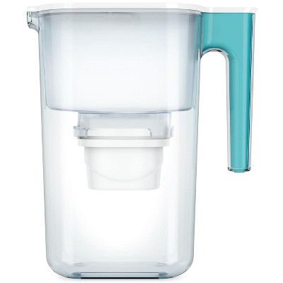 Perfect Pour 10-Cup Water Filter Pitcher, Reduces Microplastics, BPA Free, NSF Certified, Includes 6 Evolve+ Filters, Teal