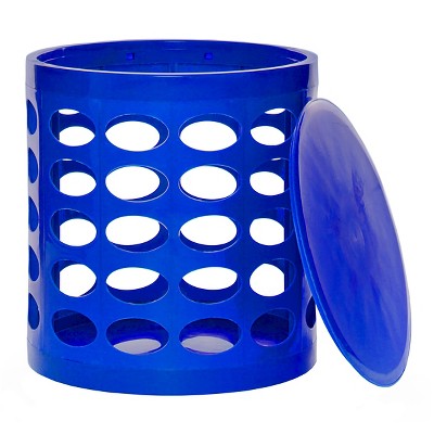 GitaDini Storage Ottoman Perforated Blue
