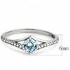 Slickblue Stainless Steel Engagement Ring - Sea Blue & Clear CZ, Polished Finish, Ideal for Women, Size 5-10 - 3 of 4