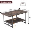 2-Tier Farmhouse 41'' Large Coffee Table with Storage Shelf -Modern Rustic Metal Rectangle Center Living Room Coffee Table Accent Furniture - 2 of 4