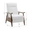 Faux Leather Wood Arm Recliner with Cushioned Headrest, Drop-In Coil Seating, and 3-Position Recline - 4 of 4