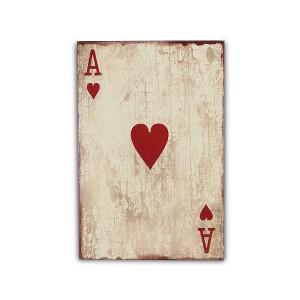 HomeRoots 24" X 15" Off White Ace Of Hearts Wood Wall Decor - 1 of 4