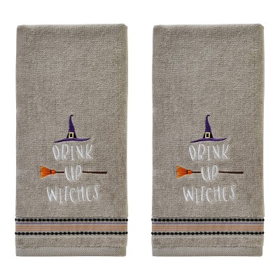 2pk Drink Up Witches Hand Towel Gray - SKL Home