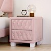 Bella Depot Elegant Velvet Nightstand with 2 Drawers, Storage Bedside Table with Button - 4 of 4