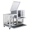 Wooden Rabbit Hutch with Run And Tray,Outdoor Bunny Cage for Small Animals,2 Tier Pet House with Lockable Doors–LAOTIES - 3 of 4