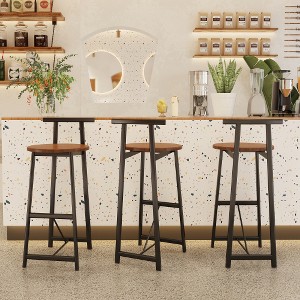 Busaurus Bar Stool Set of 3 Counter Height Barstools with Back Armless Dining Chairs for Kitchen Island - 1 of 4