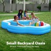 Joyfy 120 x 101 x 26" Inflatable Swimming Pool, Family Pool with Seats Backrest Cup Holder for Kids Family Summer Water Party Backyard Garden Lawn Fun - 3 of 4