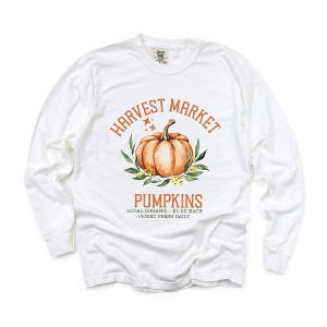 Simply Sage Market Women's Harvest Market Pumpkin Long Sleeve Garment Dyed Tee - 1 of 4