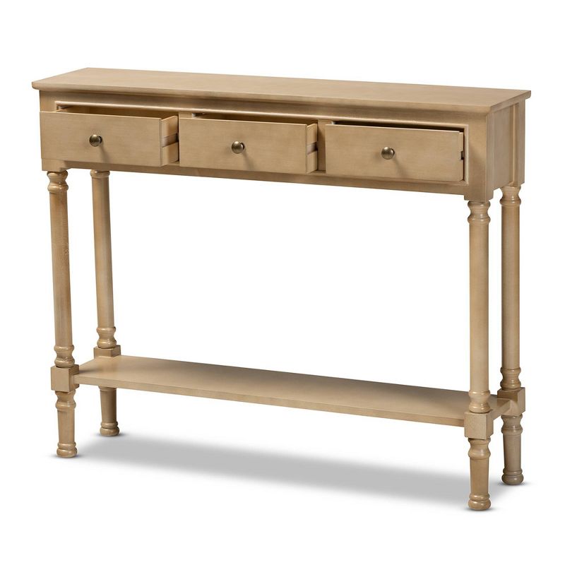  3 Drawer Calvin Wood Entryway Console Table - Baxton Studio, 3 of 10