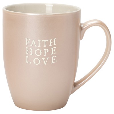 Elanze Designs Faith Hope Love Precious Pearl 10 ounce New Bone China Coffee Cup Mug