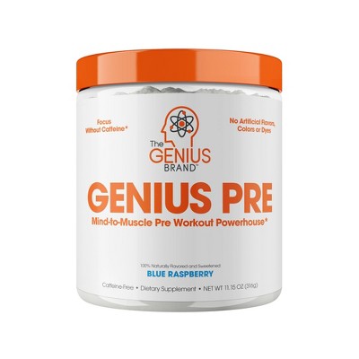Genius Pre Nootropic Caffeine Free Pre Workout (Blue Raspberry) - The Genius Brand