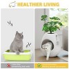 LunaLulinlk white cat litter box set with artificial plants, additional scoop, and replaceable litter box liner - 3 of 4
