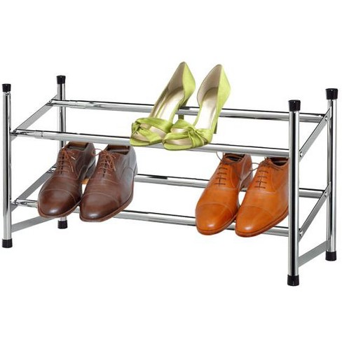 Organize It All Wooden Stackable Shoe Rack Chrome