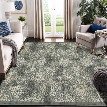 Machine Washable Carpet. , Large Vintage Back Printed Area Rug Non-Slip Low Pile Rug, Bedroom Living Room,Green