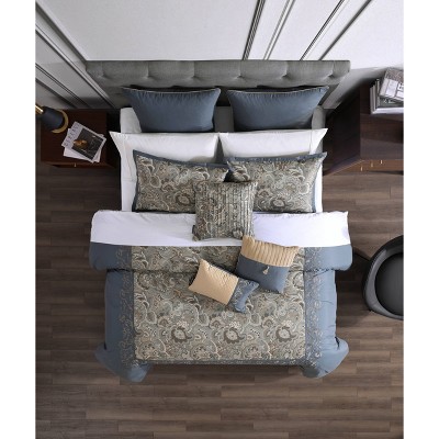 Riverbrook Home 9pc Queen Coley Comforter Bedding Set Blue: Jacquard Paisley, Polyester Fill, Machine Washable — фото 2