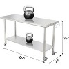 Commercial Stainless Steel Table for Prep & Work, 60 x 24 in Kitchen Food Prep Table with Adjustable Under Shelf and Hooks, for Warehouse,Garage - 2 of 4
