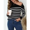 Whizmax Striped Long Sleeve Crew Neck Ribbed Knit Side Slit Oversized Pullover Sweater Jumper Top - 3 of 4
