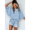 Amaryllis Women's Ruffle Sleeve Blouse Elegant Mock Neck Relaxed Fit Lightweight Versatile Chic - 2 of 4