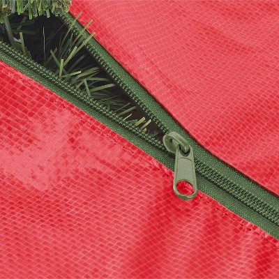 Large Red Christmas Tree Storage Bag with Green Trim