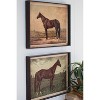Wall Art, Set of Two Horse Prints Under Glass 16"H, Brown Distressed Wood & Glass Cottage Wall Decor By Kalalou - 3 of 3