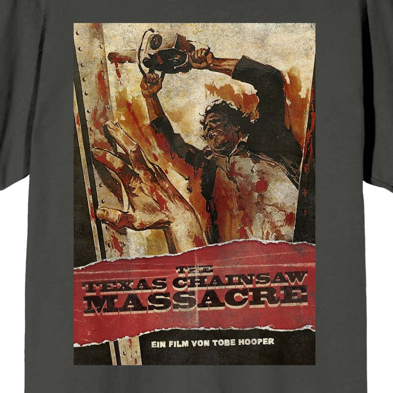 Texas Chainsaw Massacre French Vintage Poster Women's Charcoal T-Shirt, 2 of 4