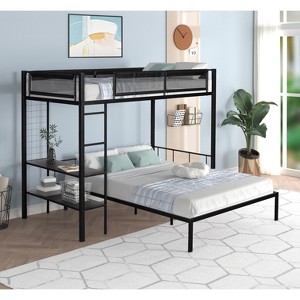 NicBex Twin Over Full Bunk Bed with Guardrail and 2 Drawers,Loft Bed with Ladder and Converts to 2 Beds,Noise Reduced Bunk Beds for Bedroo - 1 of 4