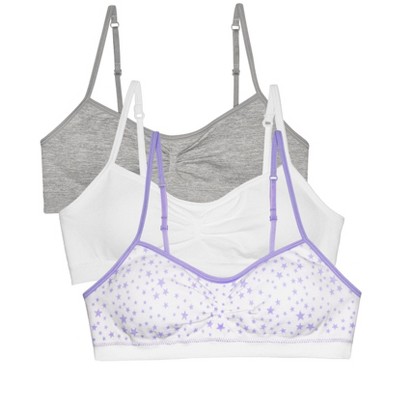 Fruit Of The Loom Girls' Bralette With Removable Pads 2-pack Happy  Stripe/white 32 : Target