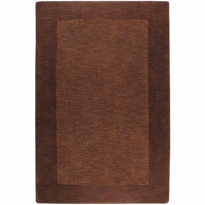 Hauteloom Bordered Solid Brown Wool Rug